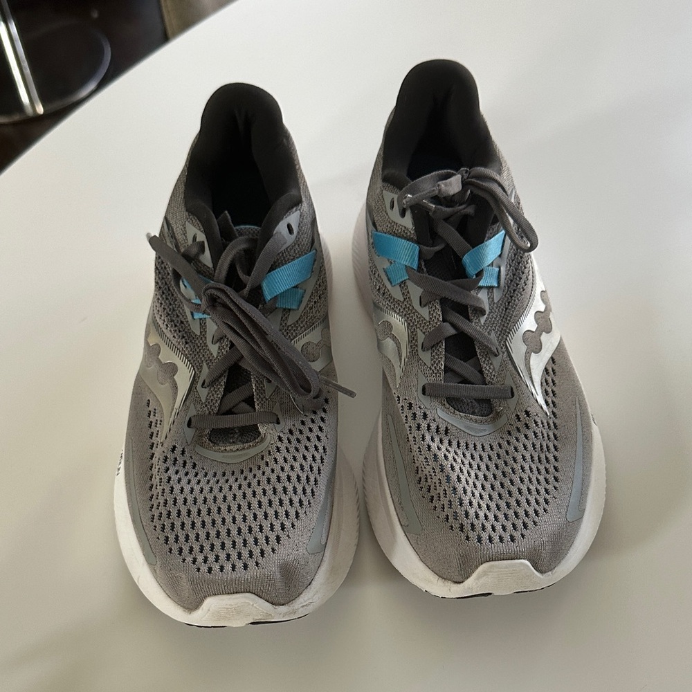 Saucony Gray and Blue Running Sneakers